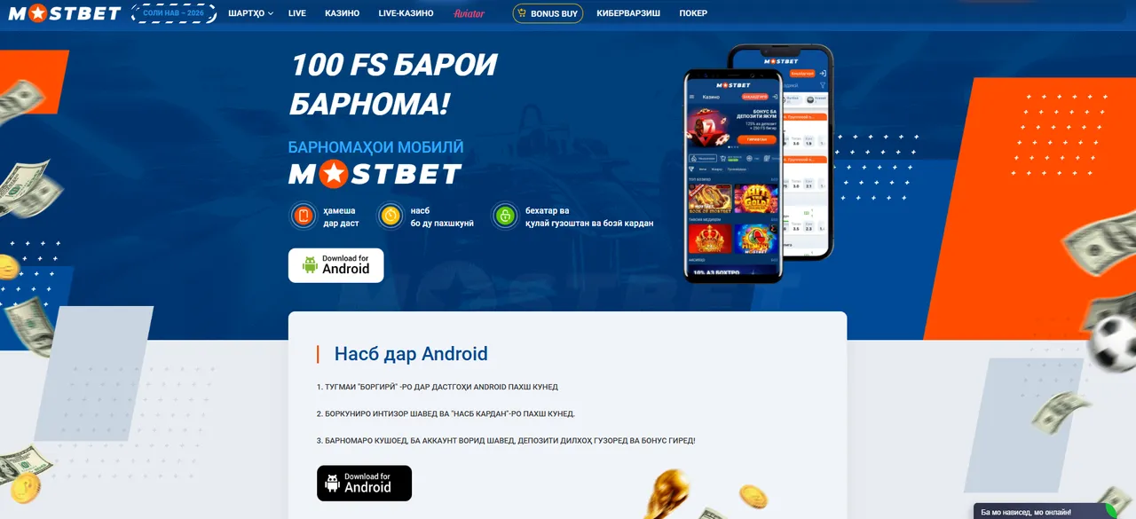 Барномаи мобилии Mostbet барои Android ва iOS﻿
